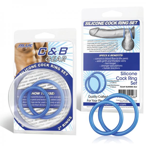 C & B Gear Silicone Cock Ring Set Blue - Buy X Toys