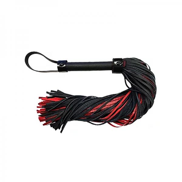 Leather Long Flogger Burgunday & Black Accessories - Buy X Toys