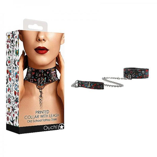 Ouch! Old School Tattoo Printed Collar And Leash - Buy X Toys